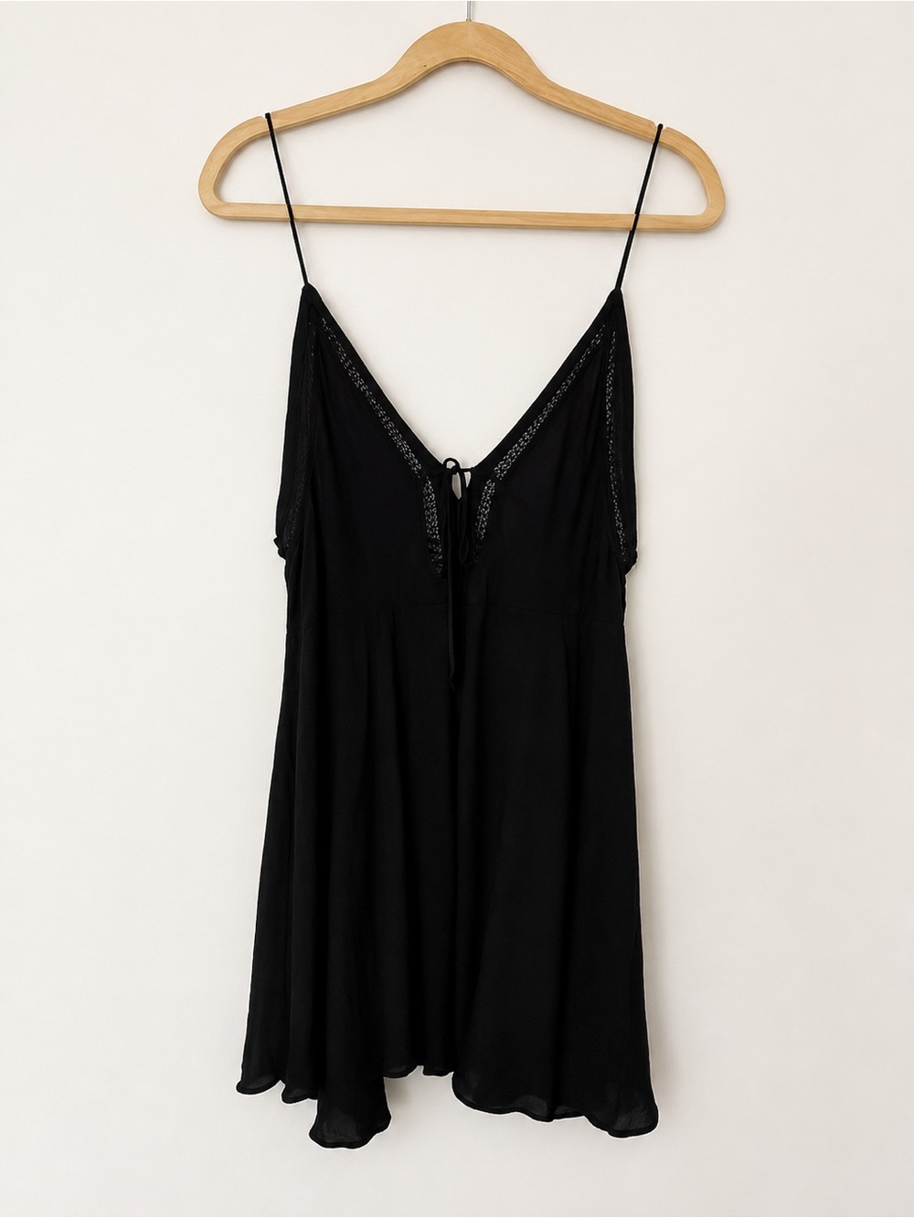 Free People Intimately Black Lace-Up Slip Dress | Boho Mini Dress